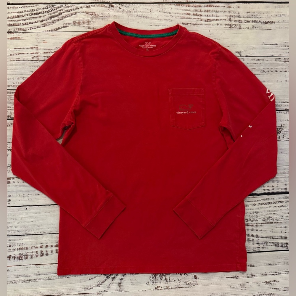Vineyard Vines Red Green Christmas Long Sleeve T-shirt YXL (18)
